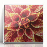Art deco poster featuring close-up floral designs in soft pastel shades on a framed acrylic.