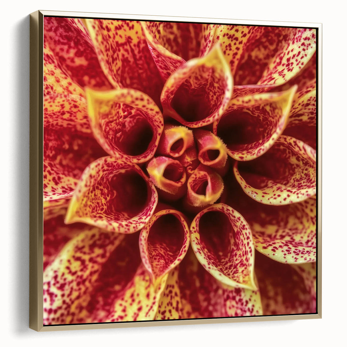 Framed canvas depicting a silver and gold floral landscape, ideal for bedroom wall art.