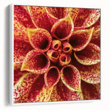 Framed canvas of vintage poster art featuring vibrant, colorful florals against a black background.