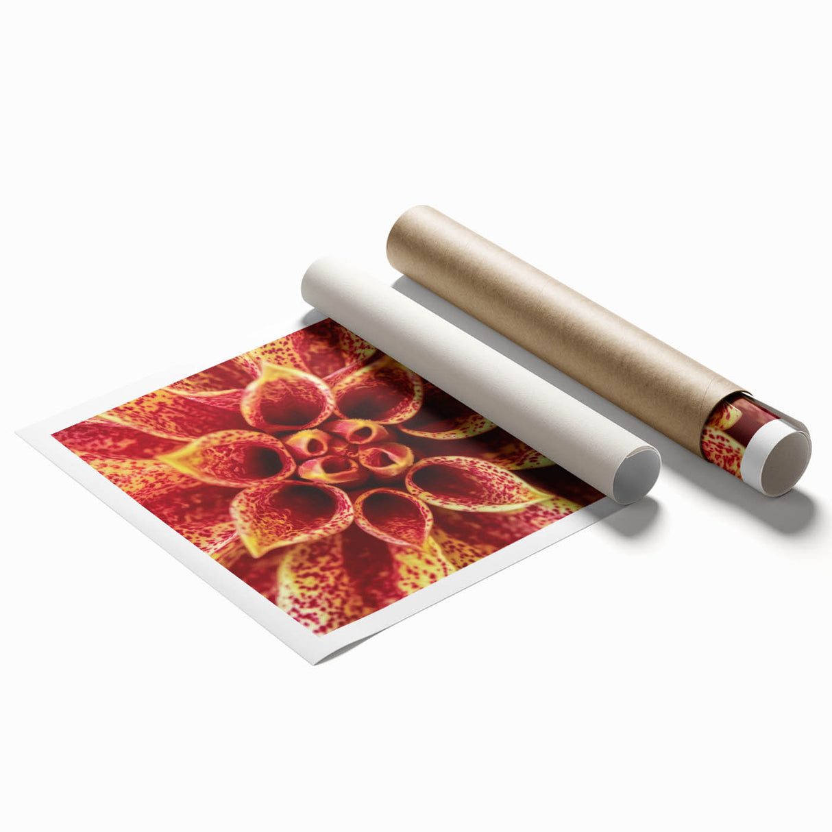Extra large rolled print of vibrant floral art in pink and green tones, ideal for classy bathroom wall art.