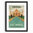 Taj Mahal Retro Travel Poster | Vintage India Art Prints