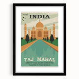 Taj Mahal Retro Travel Poster | Vintage India Art Prints