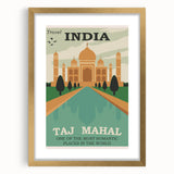 Taj Mahal Retro Travel Poster | Vintage India Art Prints