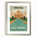 Taj Mahal Retro Travel Poster | Vintage India Art Prints
