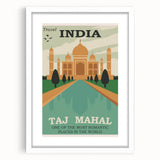 Taj Mahal Retro Travel Poster | Vintage India Art Prints