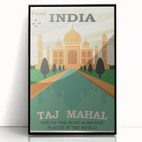 Taj Mahal Retro Travel Poster | Vintage India Art Prints