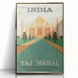 Taj Mahal Retro Travel Poster | Vintage India Art Prints