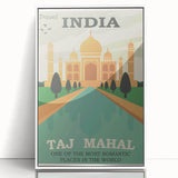 Taj Mahal Retro Travel Poster | Vintage India Art Prints
