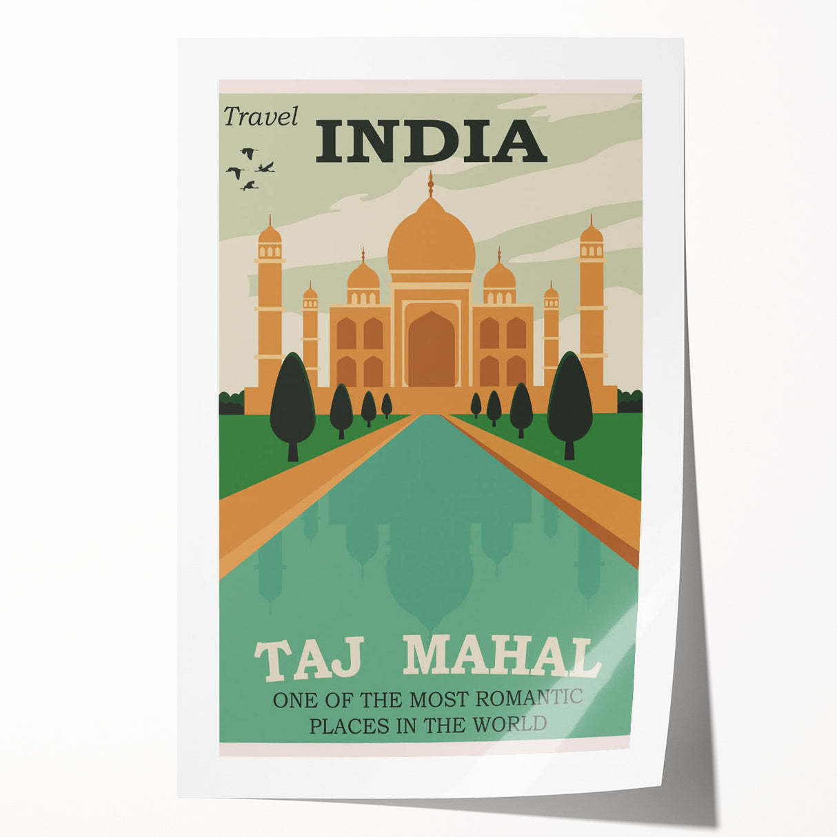 Taj Mahal Retro Travel Poster | Vintage India Art Prints