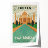 Taj Mahal Retro Travel Poster | Vintage India Art Prints