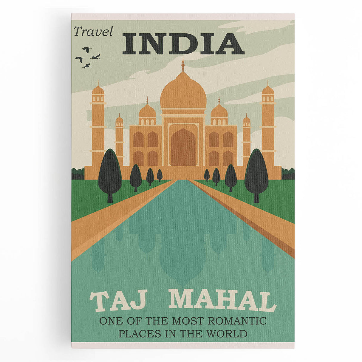 Taj Mahal Retro Travel Poster | Vintage India Art Prints