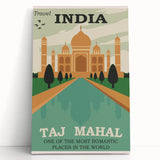 Taj Mahal Retro Travel Poster | Vintage India Art Prints