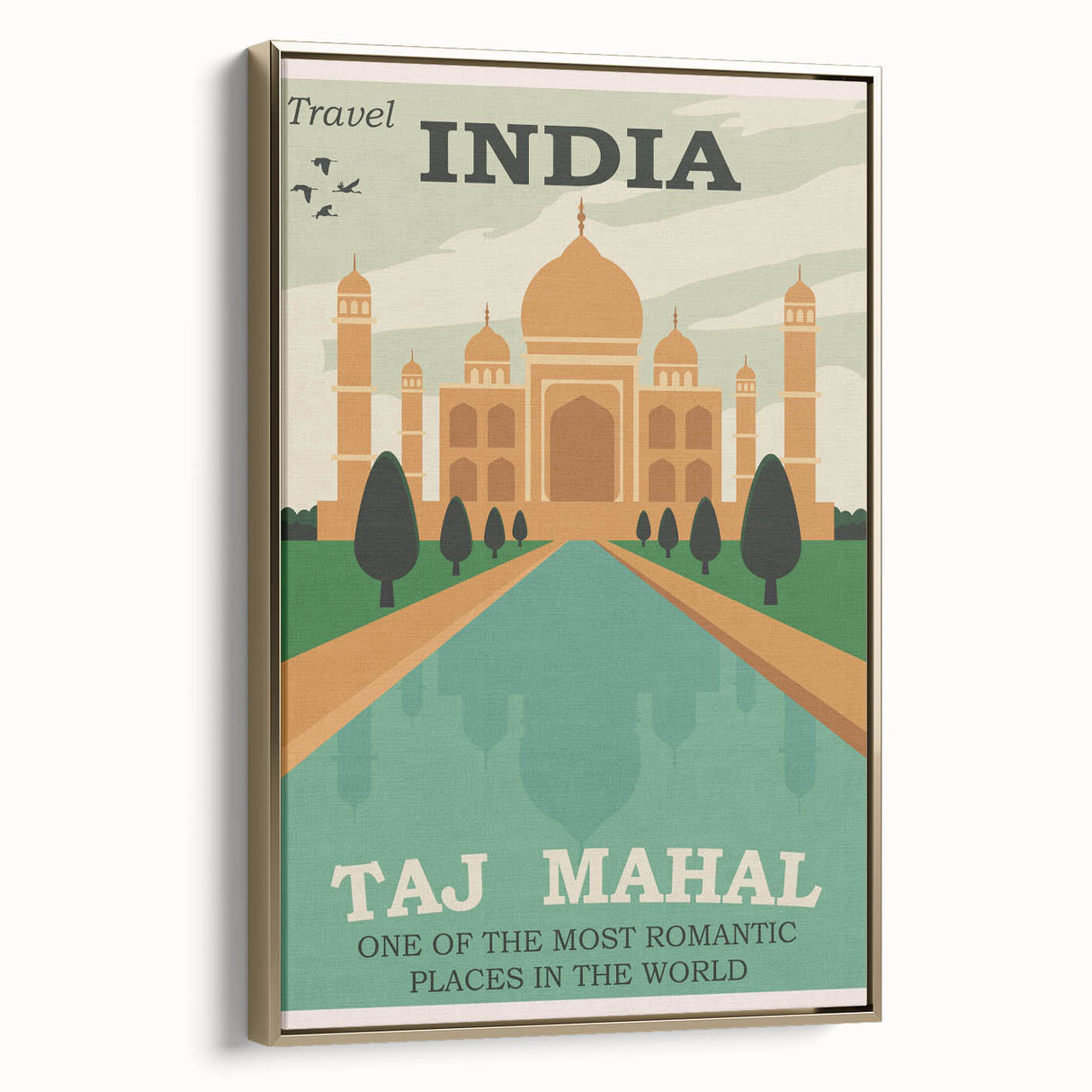 Taj Mahal Retro Travel Poster | Vintage India Art Prints