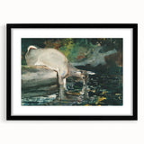 Serene Realism Nature Scene | Deer Drinking by Winslow Homer Art Print