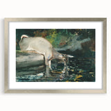 Serene Realism Nature Scene | Deer Drinking by Winslow Homer Art Print