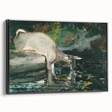 Serene Realism Nature Scene | Deer Drinking by Winslow Homer Art Print