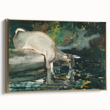 Serene Realism Nature Scene | Deer Drinking by Winslow Homer Art Print