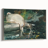 Serene Realism Nature Scene | Deer Drinking by Winslow Homer Art Print