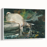 Serene Realism Nature Scene | Deer Drinking by Winslow Homer Art Print
