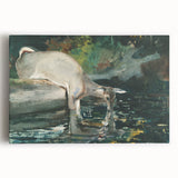 Serene Realism Nature Scene | Deer Drinking by Winslow Homer Art Print