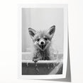 Playful Fox Bathroom Wall Art - Fun Black and White Bathroom Decor