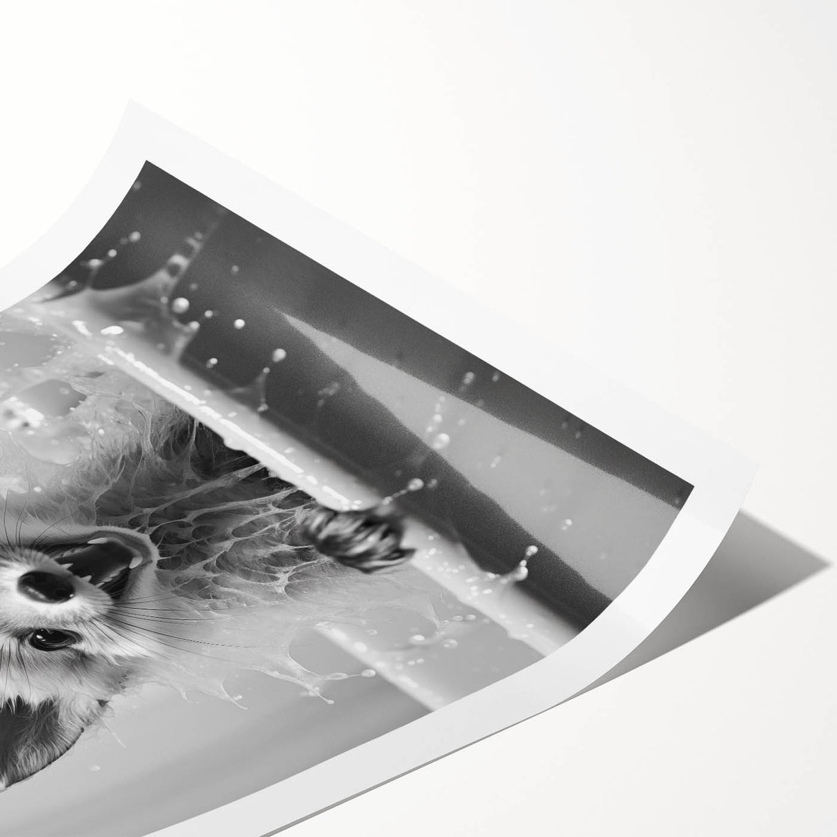 Playful Fox Bathroom Wall Art - Fun Black and White Bathroom Decor