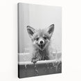 Playful Fox Bathroom Wall Art - Fun Black and White Bathroom Decor