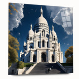 Large abstract acrylic print of Paris scenery in muted gray tones, ideal for bedroom or dining room decor.