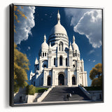 Black and white framed canvas of vintage Paris landscape, ideal for bedroom wall decor.