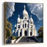 Framed canvas depicting a vintage Paris landscape in black and silver hues, ideal for bedroom wall art.