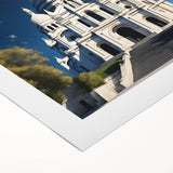 Art deco poster of the Eiffel Tower in Paris, using muted black and white tones on rolled canvas.