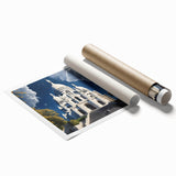 Extra large rolled print of Paris scenery with floral accents in muted colors, suitable for classy bathroom wall art.