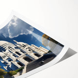 Extra large wall art featuring line art flowers in muted tones on rolled print, suitable for large living room spaces.