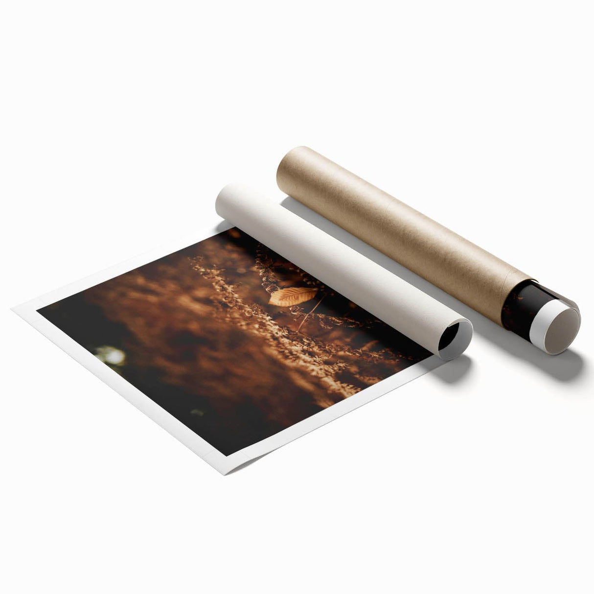 Extra large rolled print featuring a detailed floral design in warm autumn hues, ideal for classy bathroom wall art.