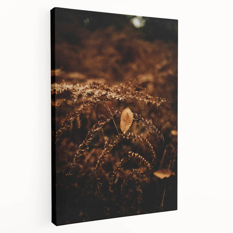 Autumn-themed abstract painting on stretched canvas, with warm orange and red tones, suitable for kitchen wall art.