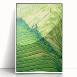 Acrylic print of a spring-themed art deco poster with pastel colors, framed in white, ideal for nursery wall art.