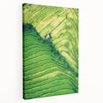 Spring-themed abstract painting on stretched canvas featuring green and yellow tones, ideal for kitchen wall art.
