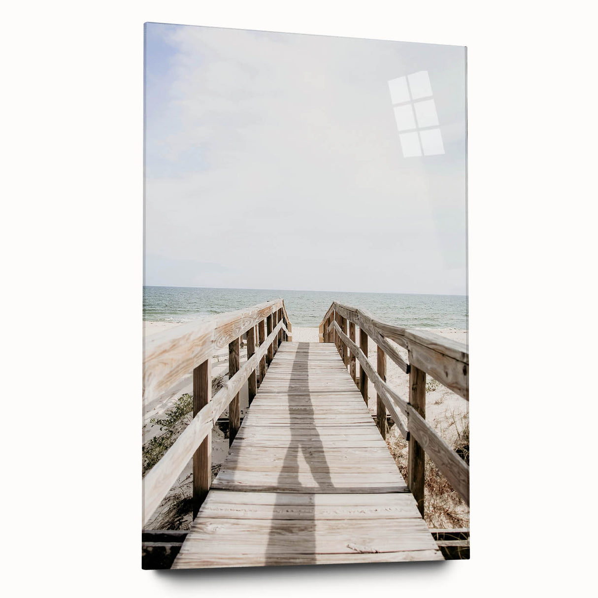 Large abstract wall art on acrylic glass depicting vibrant summer hues, ideal for bedroom or dining room decor.