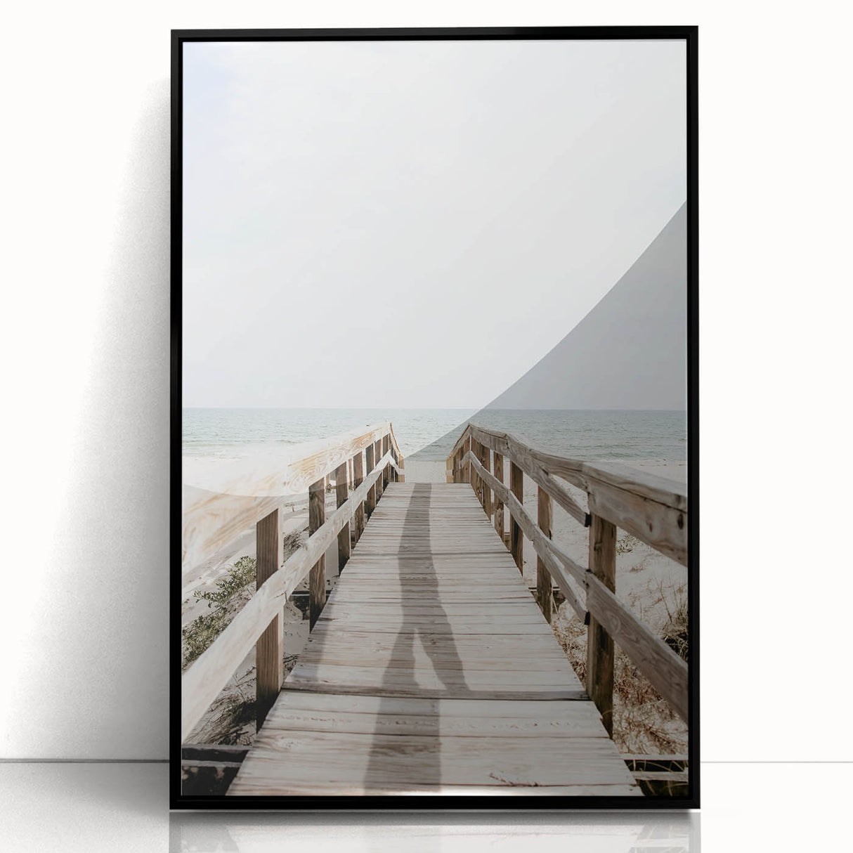 Large abstract wall art featuring swirling blue and green patterns on a black acrylic framed canvas.