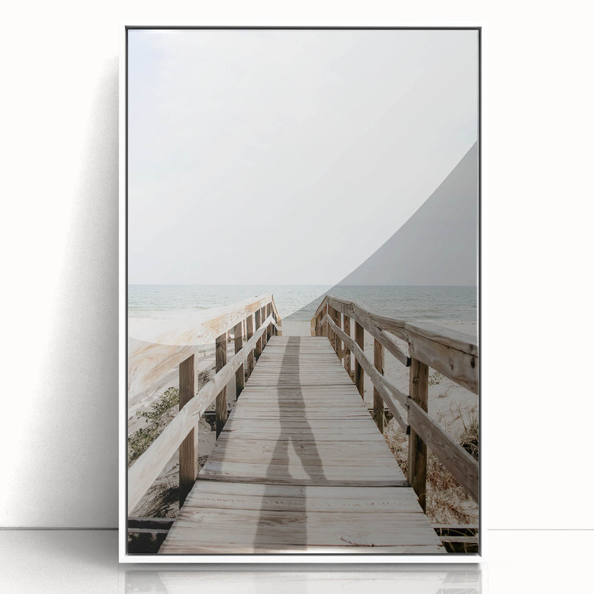 Art deco poster featuring a summer scene in pastel shades on white framed acrylic, suitable for nursery wall art.
