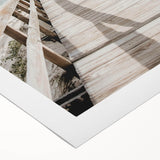 Art deco poster featuring a summer beach scene with soft pastel hues on a rolled canvas, suitable for dining room decor.