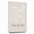 Large abstract wall art of winter scene on acrylic glass, featuring subdued blue and white tones.