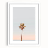 Abstract art print featuring swirling blue and white patterns, presented in a white frame.