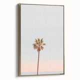 Vintage poster art of a summer landscape on framed canvas, ideal for bedroom wall decor, featuring muted earth tones.