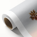 Art deco poster featuring a stylized summer scene on rolled canvas, with pastel shades, ideal for nursery wall art.