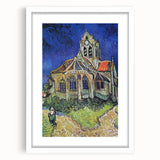 Textured abstract art print of swirling blues and yellows on a white framed canvas, suitable for bedroom decor.