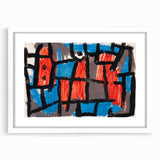 Modern Wall Art - Bold Abstract Composition in Red and Blue
