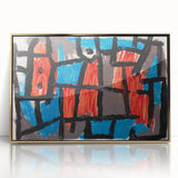 Modern Wall Art - Bold Abstract Composition in Red and Blue