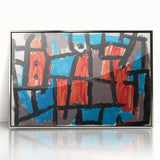 Modern Wall Art - Bold Abstract Composition in Red and Blue