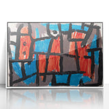 Modern Wall Art - Bold Abstract Composition in Red and Blue